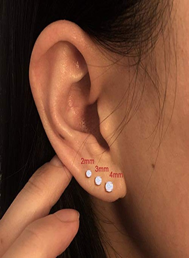 EPIRORA Sterling Silver Opal Stud Earrings for Women- Rose Gold Plated Opal Earrings Hypoallergenic Small Birthstone Earrings - Image 4